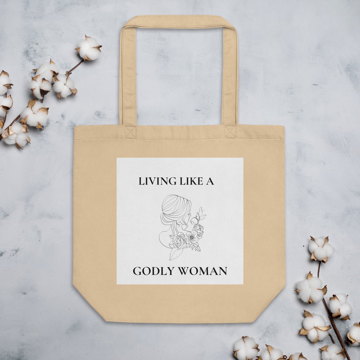 Living Like a Godly Woman Soft Flowers Eco Tote Bag