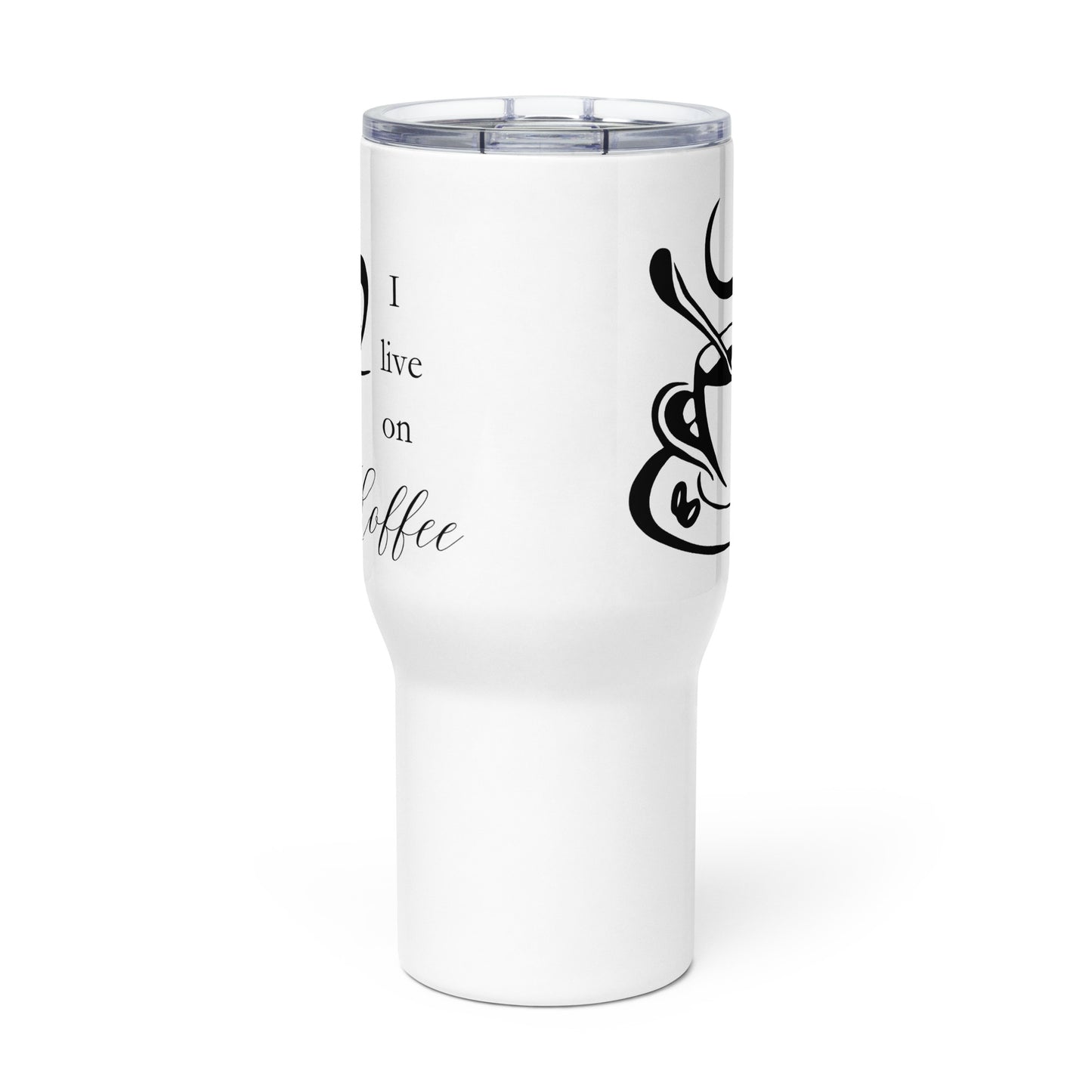 I Live on Coffee Elegant Travel mug with a handle