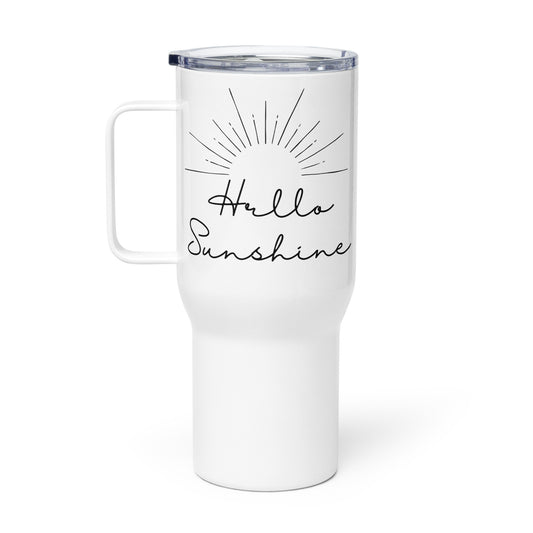Hello Sunshine Plain Travel mug with a handle