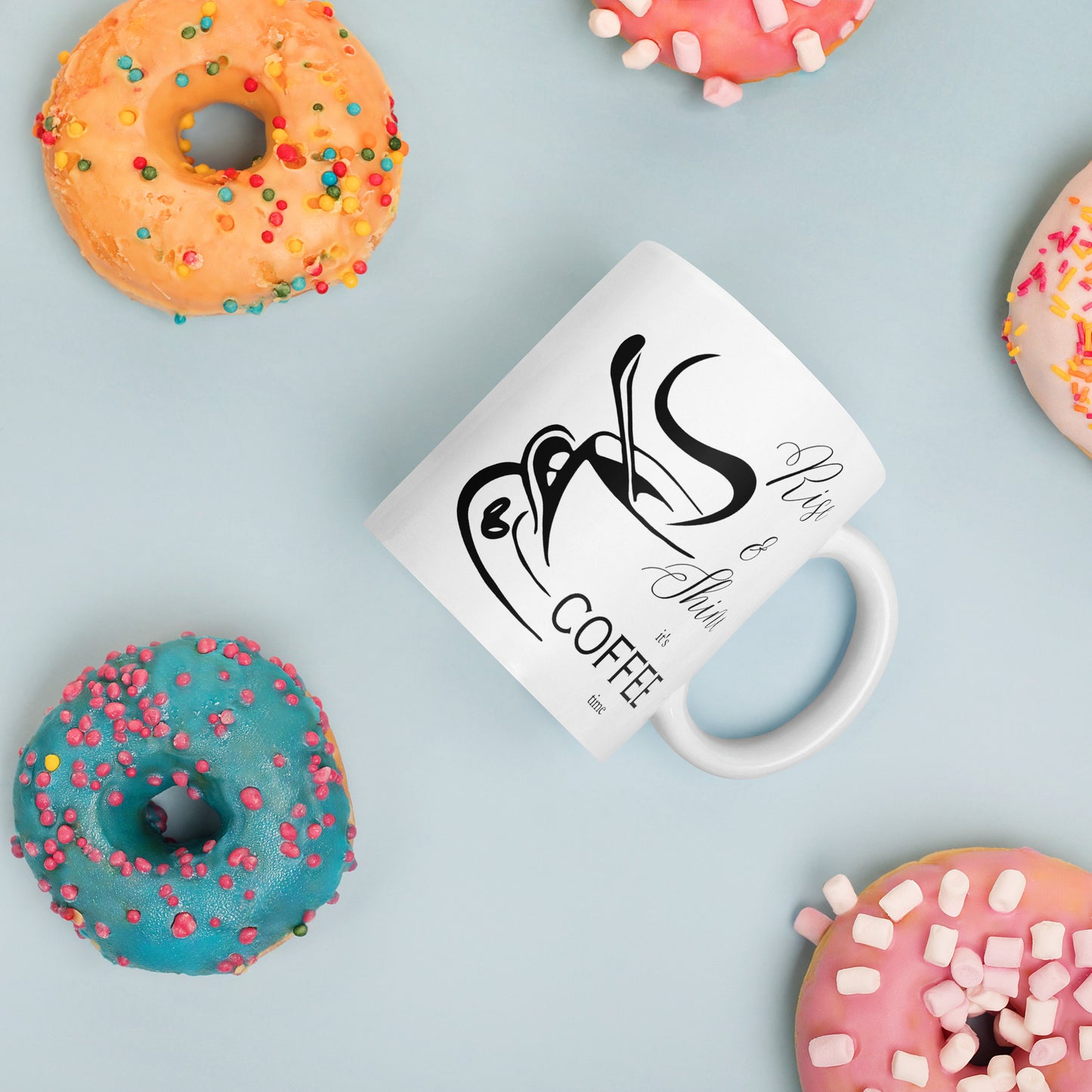 Rise & Shine it's Coffee Time Elegant White glossy mug