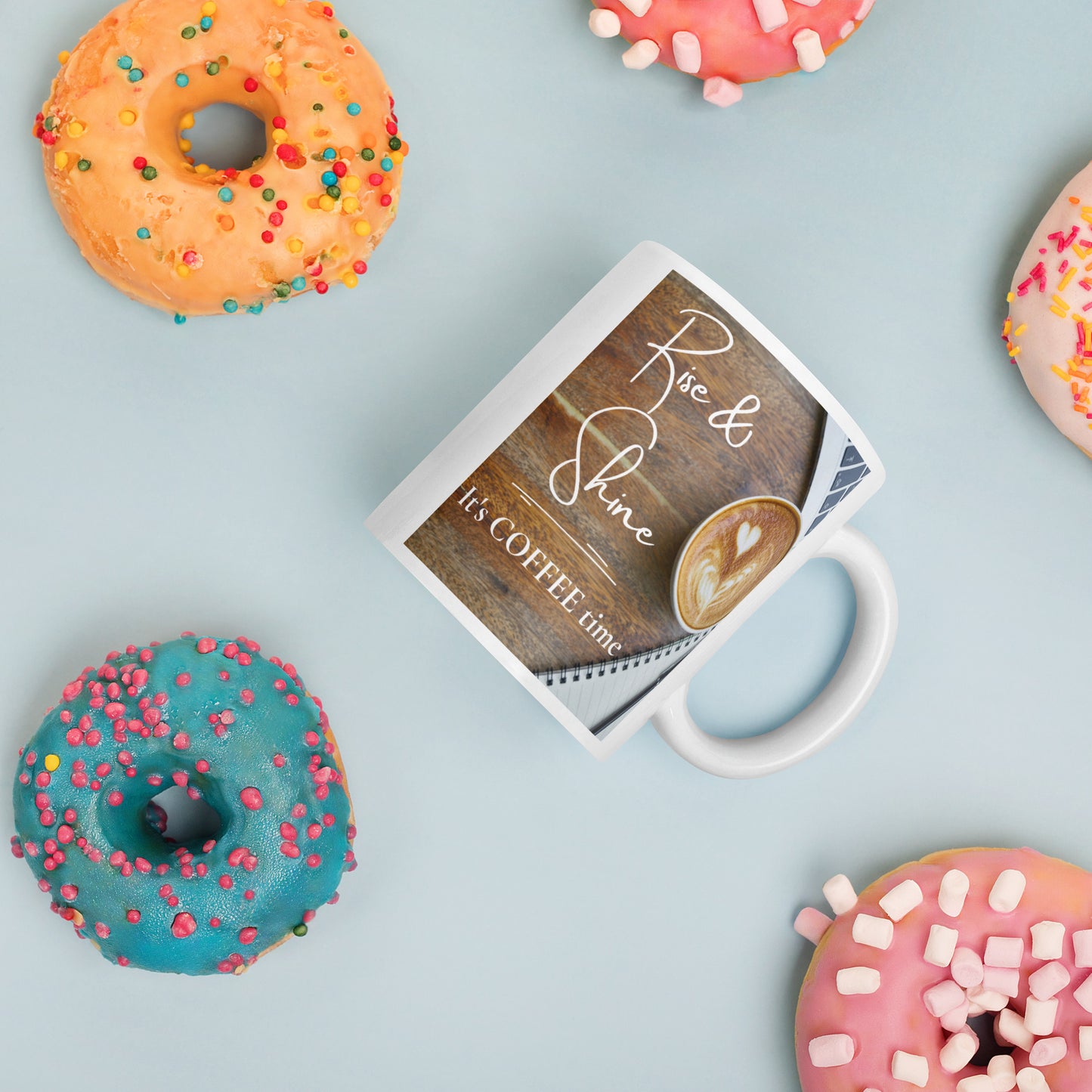 Rise & Shine it's Coffee Time White glossy mug