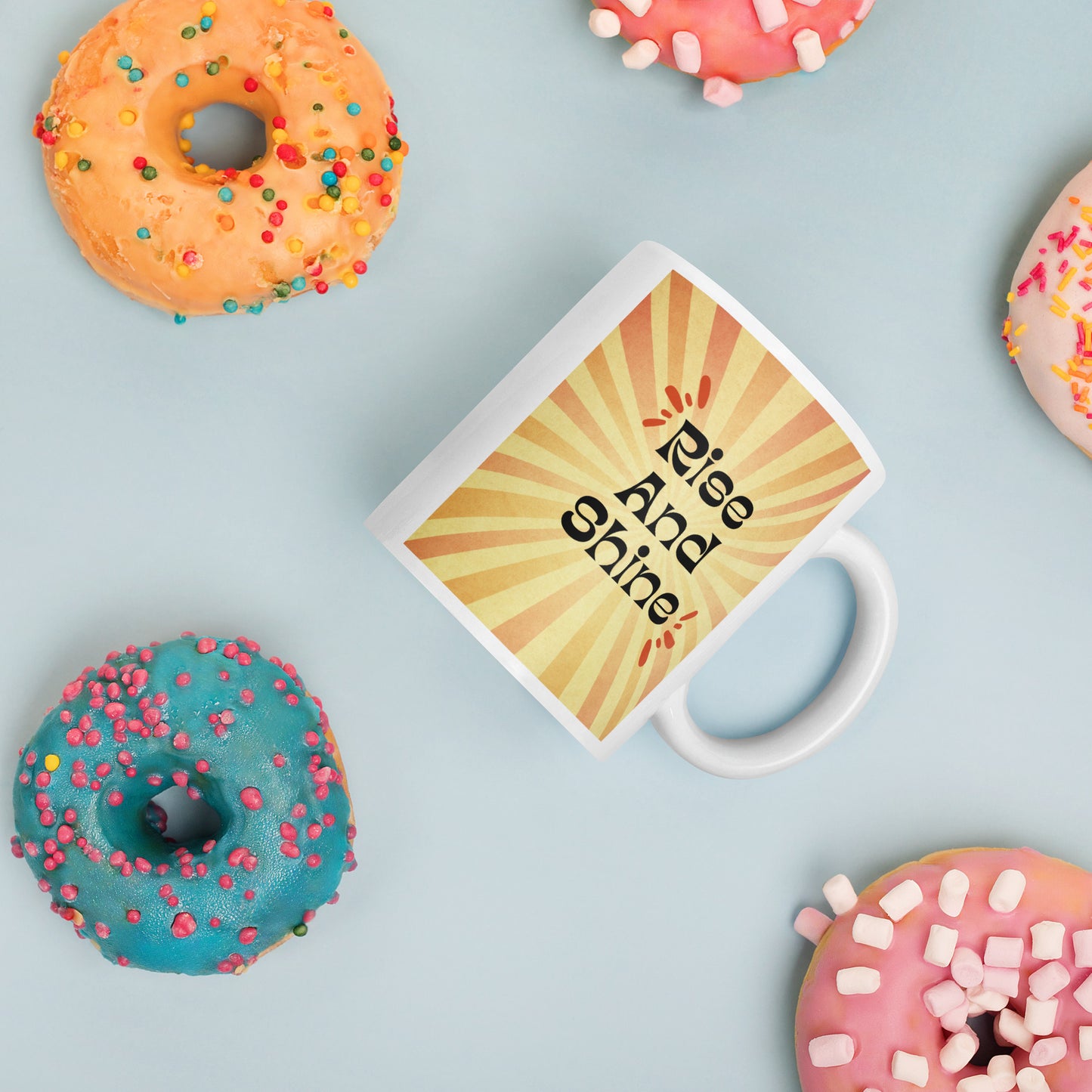 Rise & Shine Hippy White glossy mug