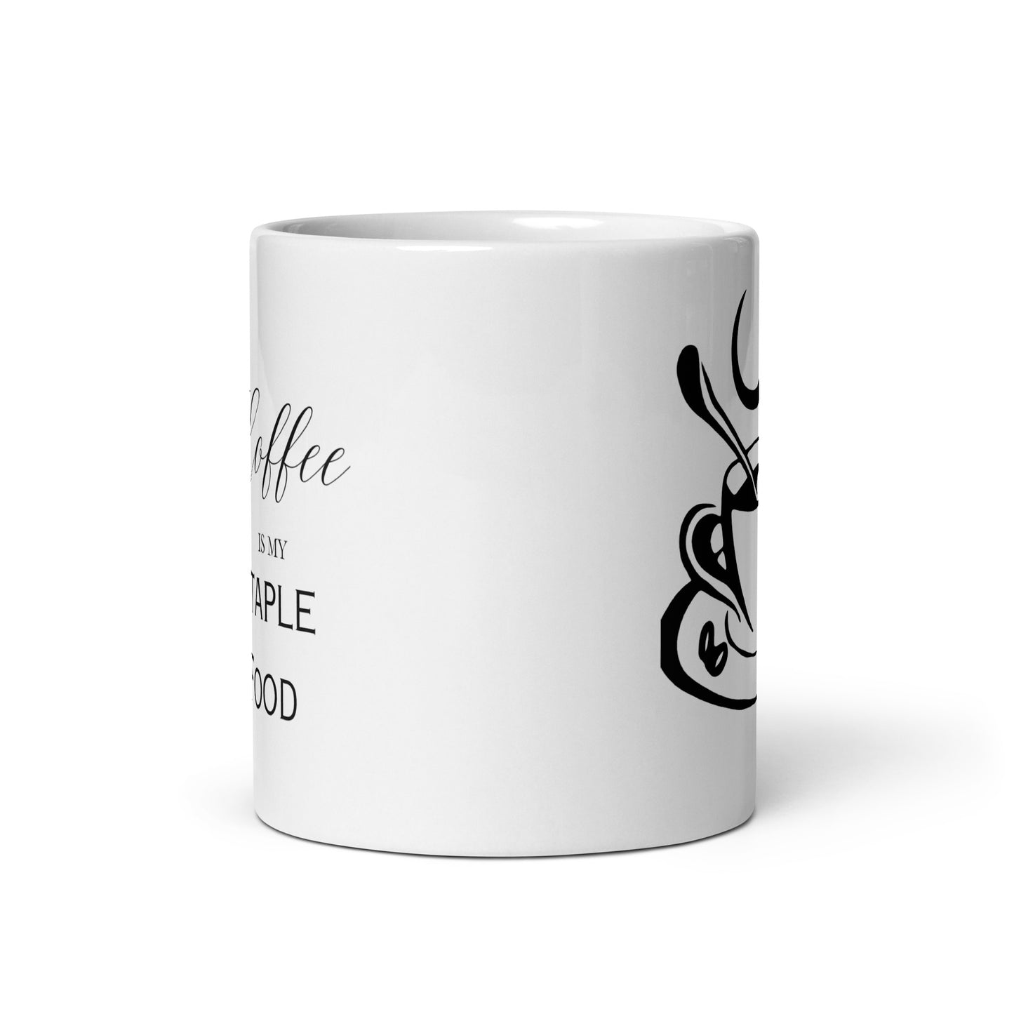 Coffee is my Staple Food Elegant White glossy mug