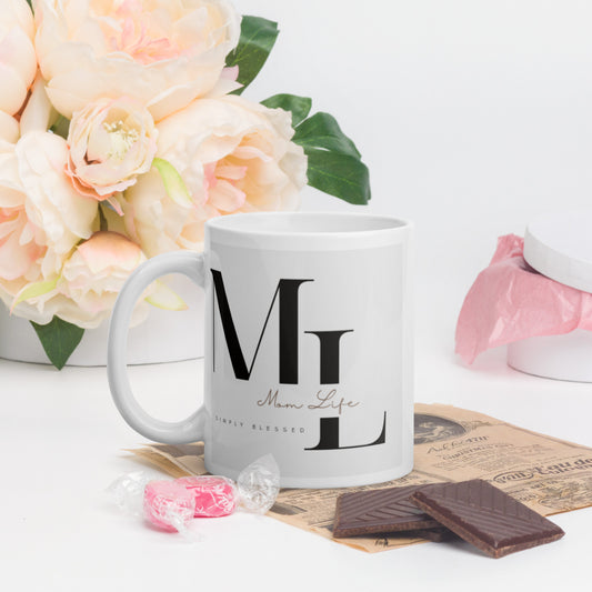 Mom Life White glossy mug