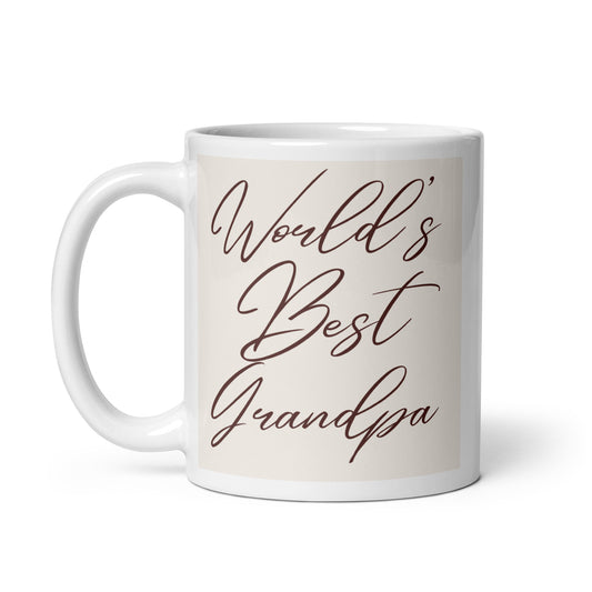 World's Best Grandpa White glossy mug