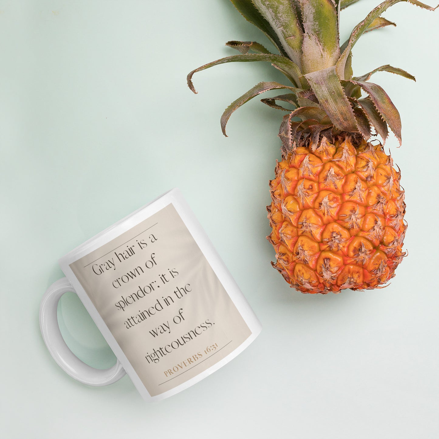 Proverbs 16:31 Elegant White glossy mug