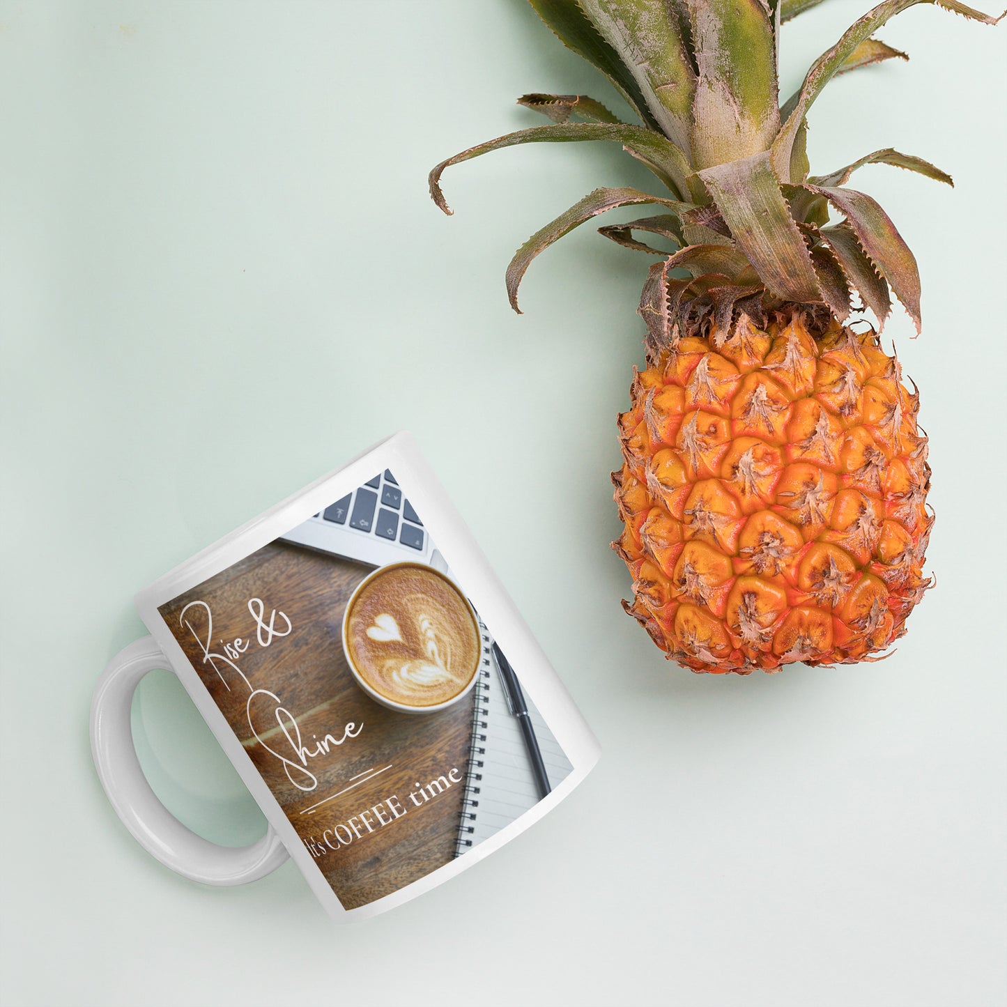 Rise & Shine it's Coffee Time White glossy mug