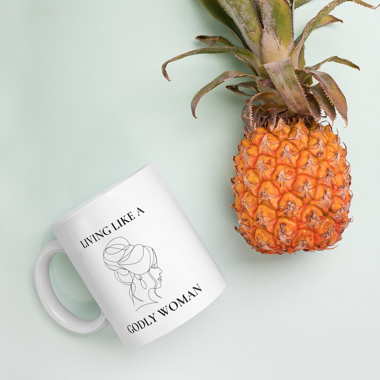Living like a Godly Woman Classy White glossy mug
