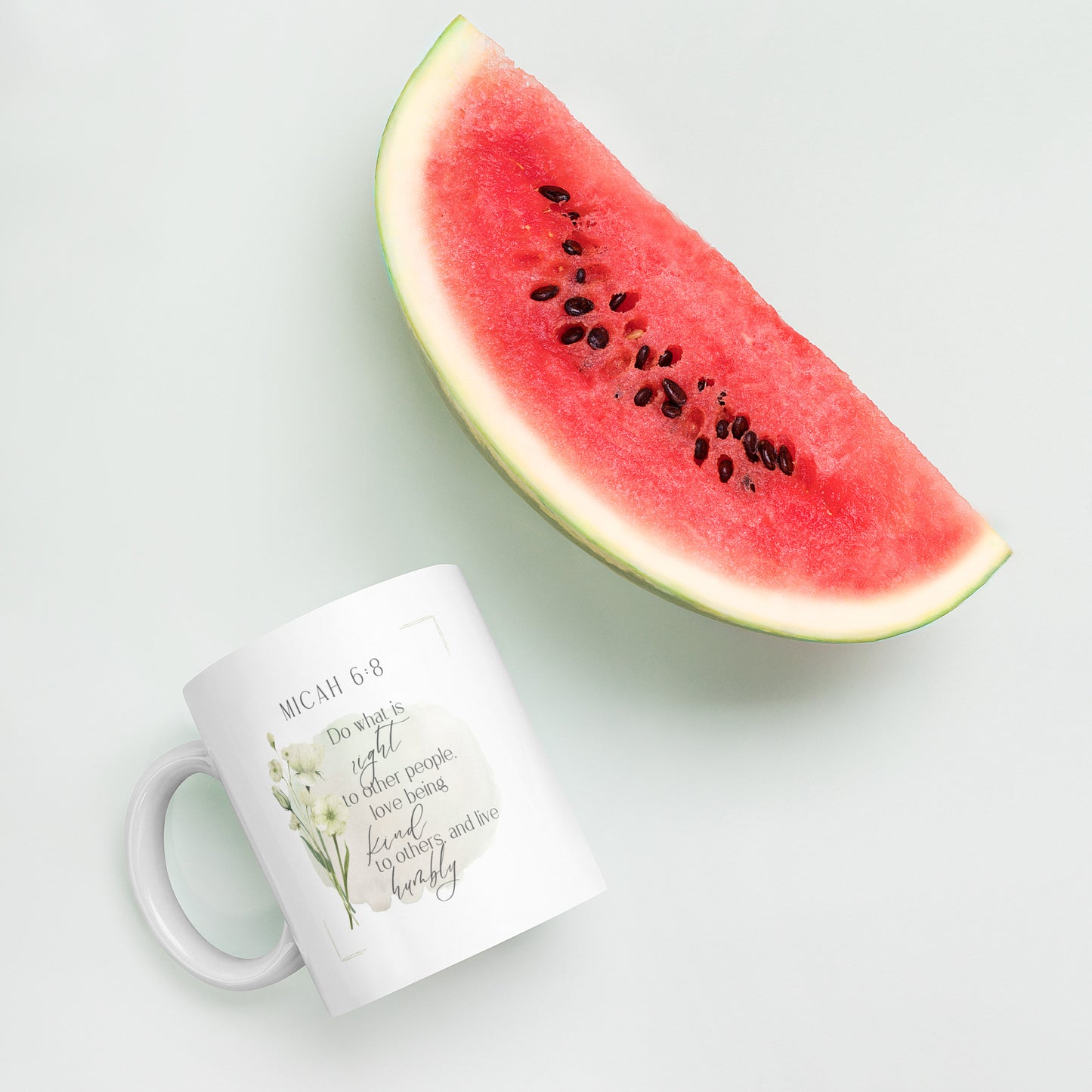Micah 6:8 White glossy mug