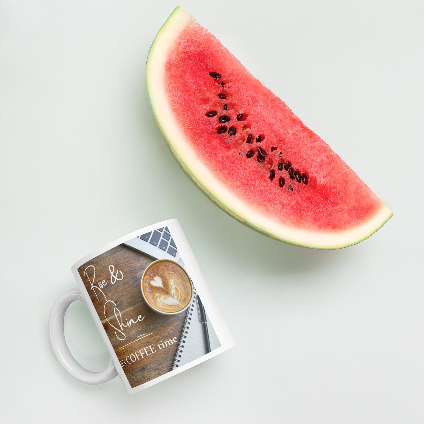 Rise & Shine it's Coffee Time White glossy mug