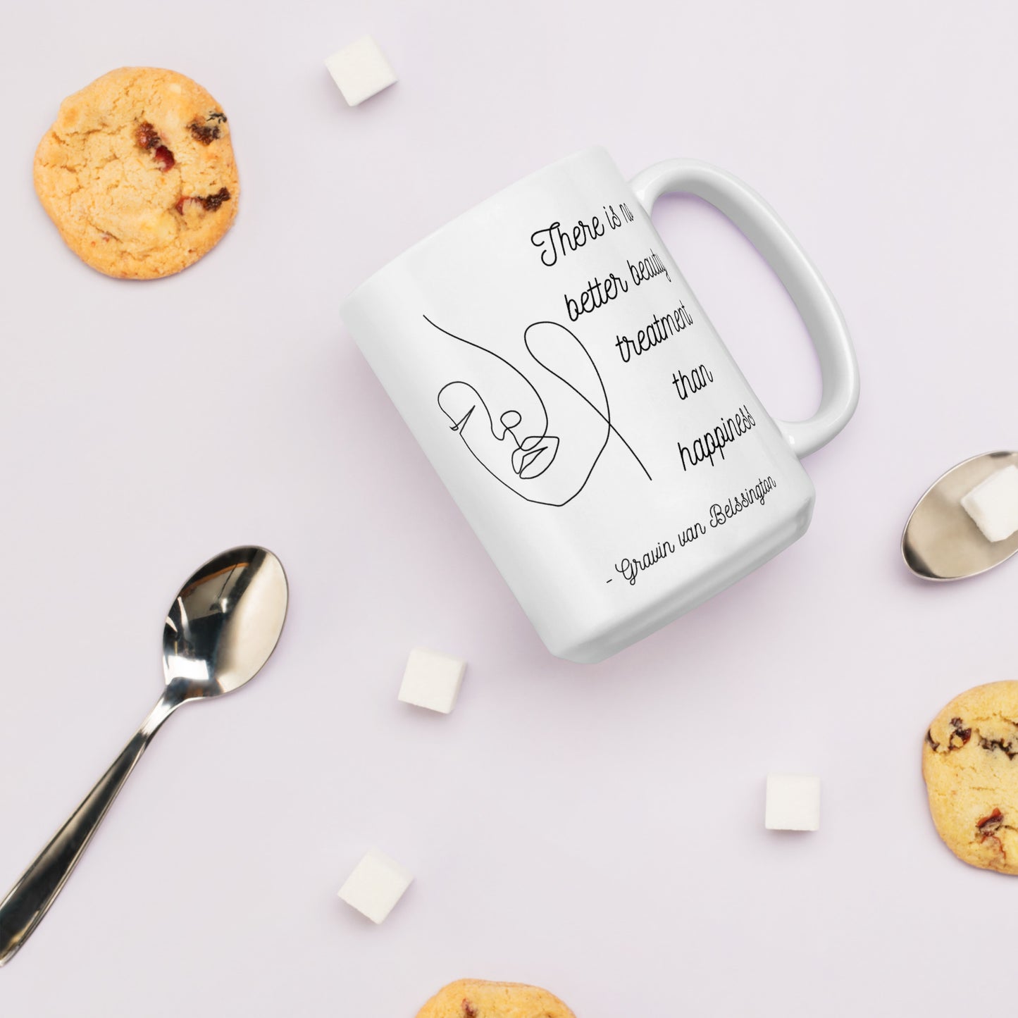 No Better Beauty Treatment Than Happiness White glossy mug