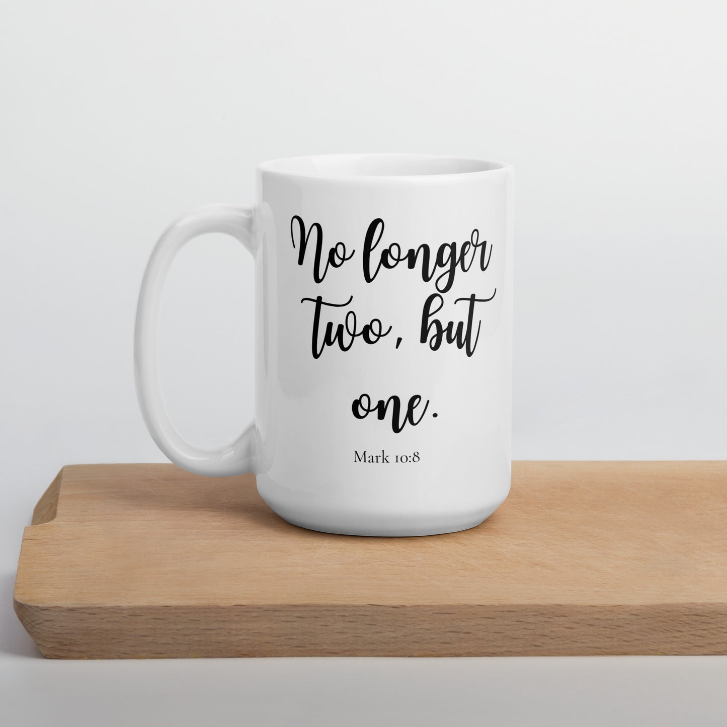 Mark 10:8 White glossy mug