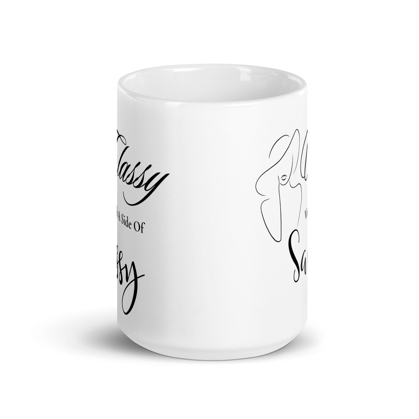 Classy with a side of Sassy Lady with Hat White glossy mug