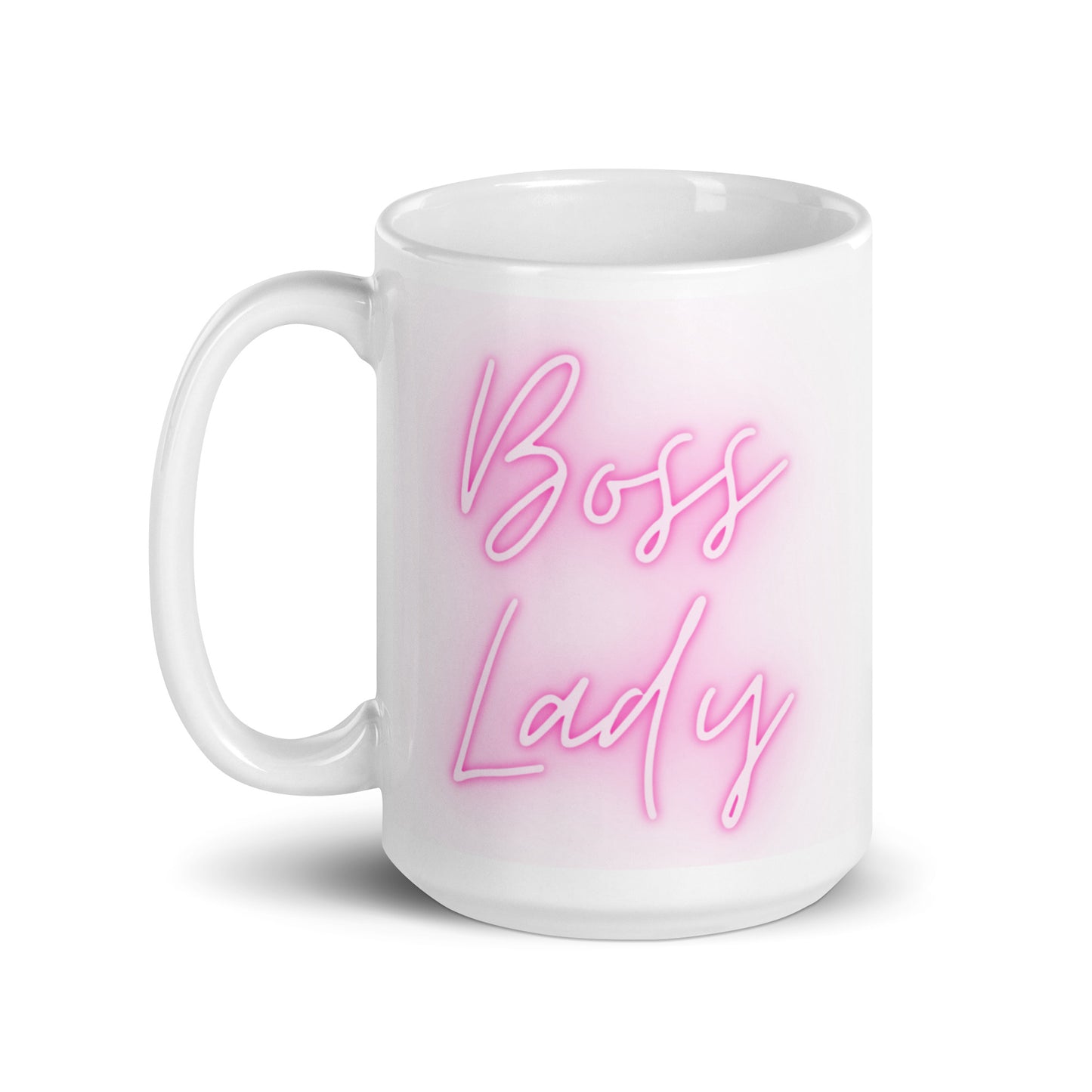 Boss Lady Pink White glossy mug