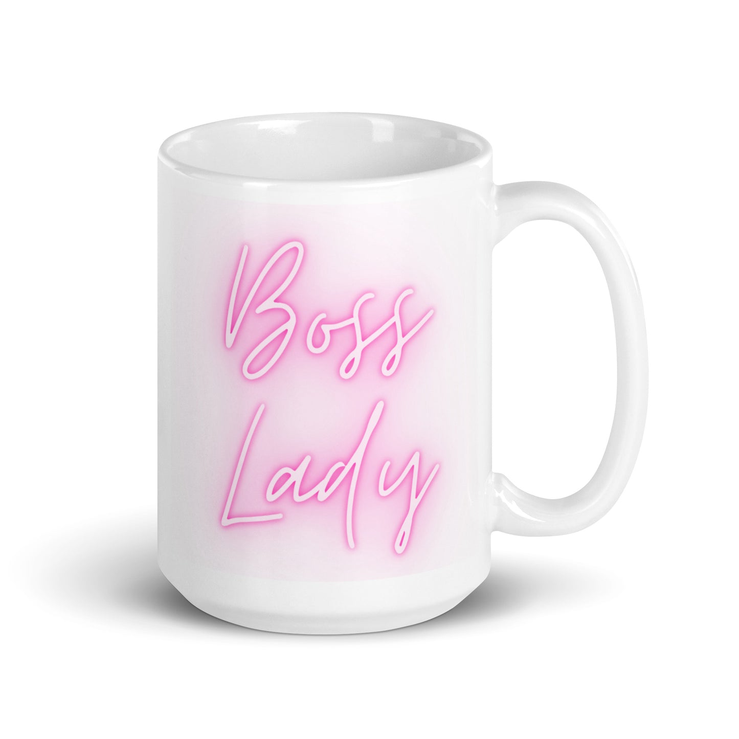 Boss Lady Pink White glossy mug