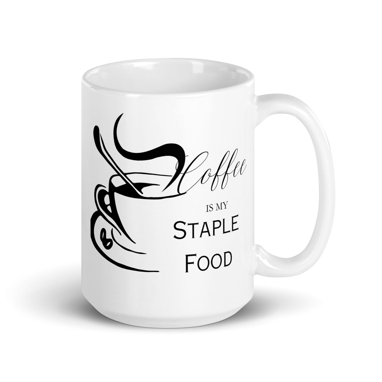 Coffee is my Staple Food Elegant White glossy mug