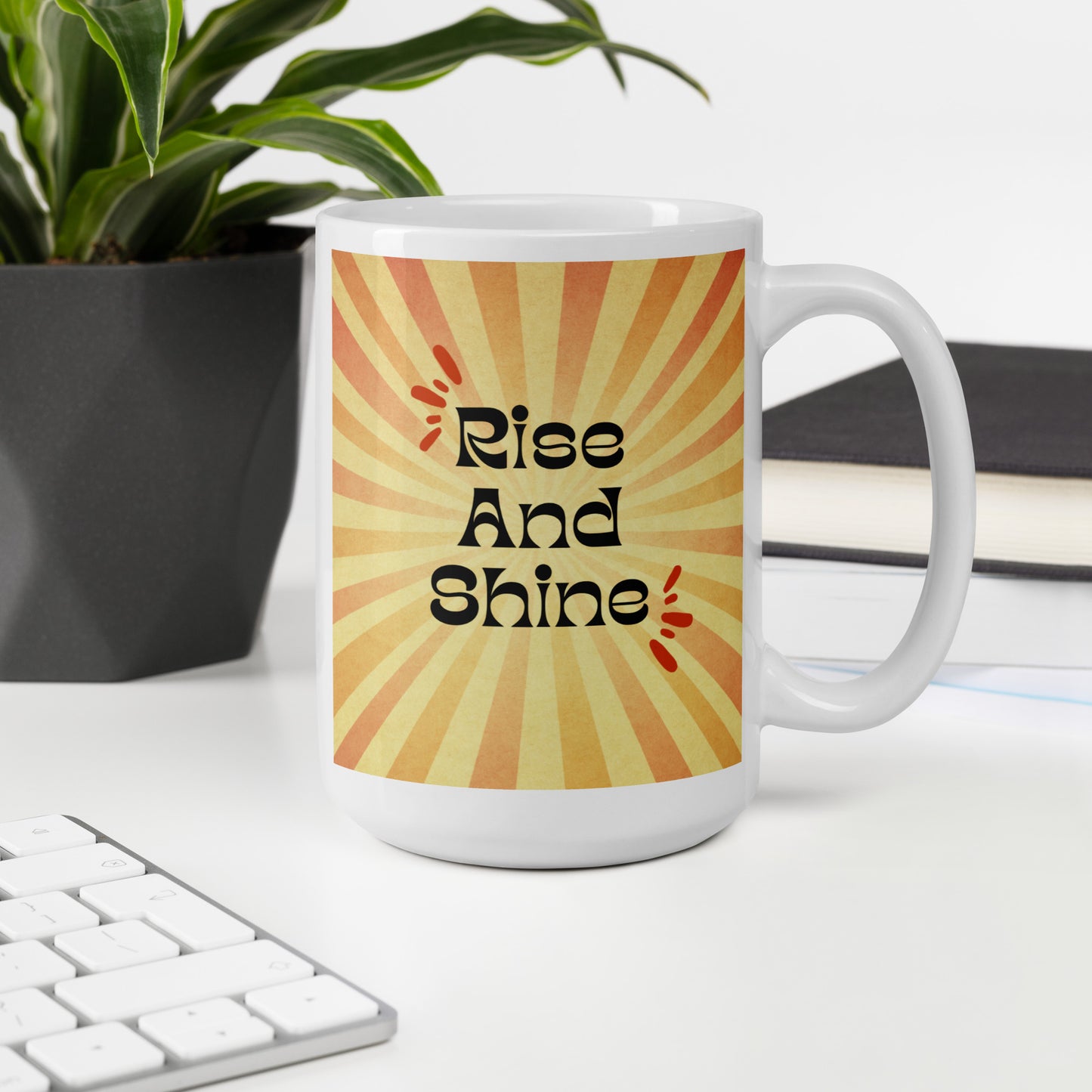 Rise & Shine Hippy White glossy mug