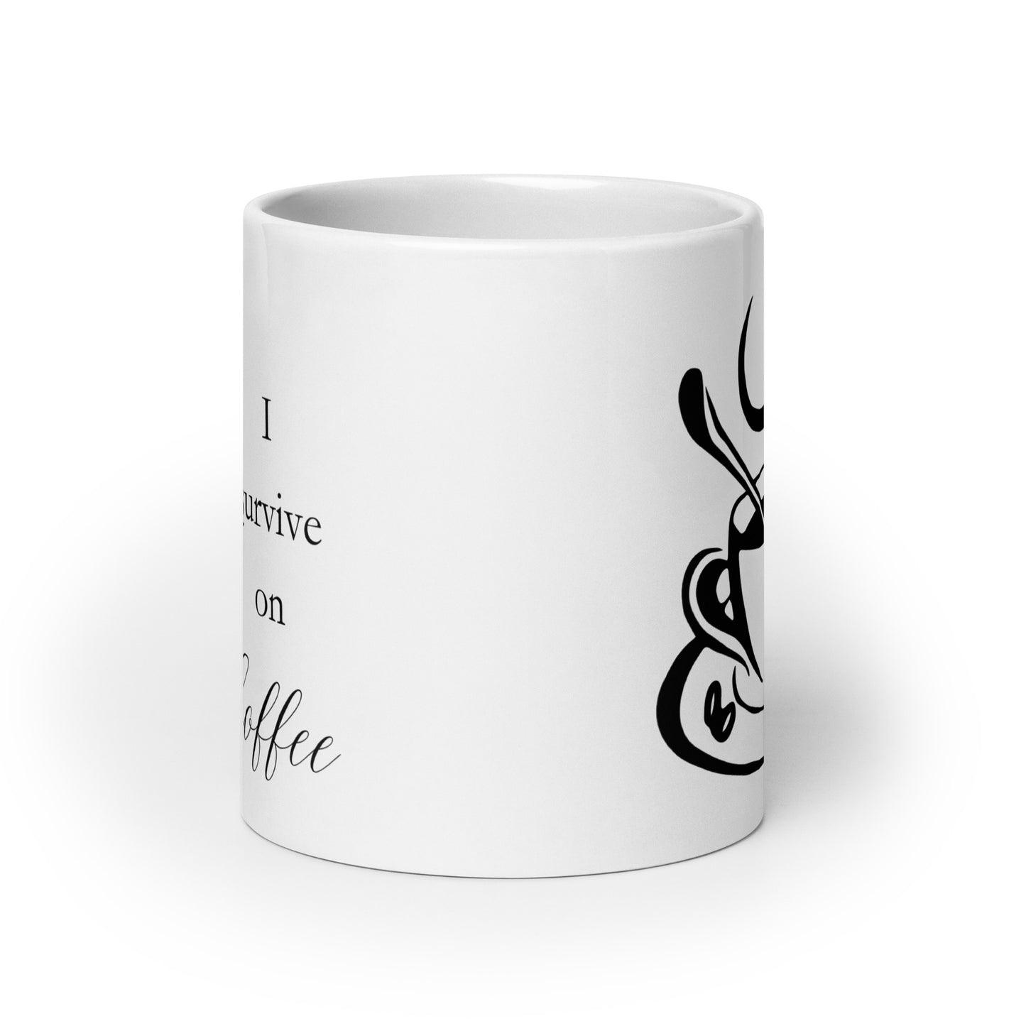 I Survive on Coffee Elegant White glossy mug