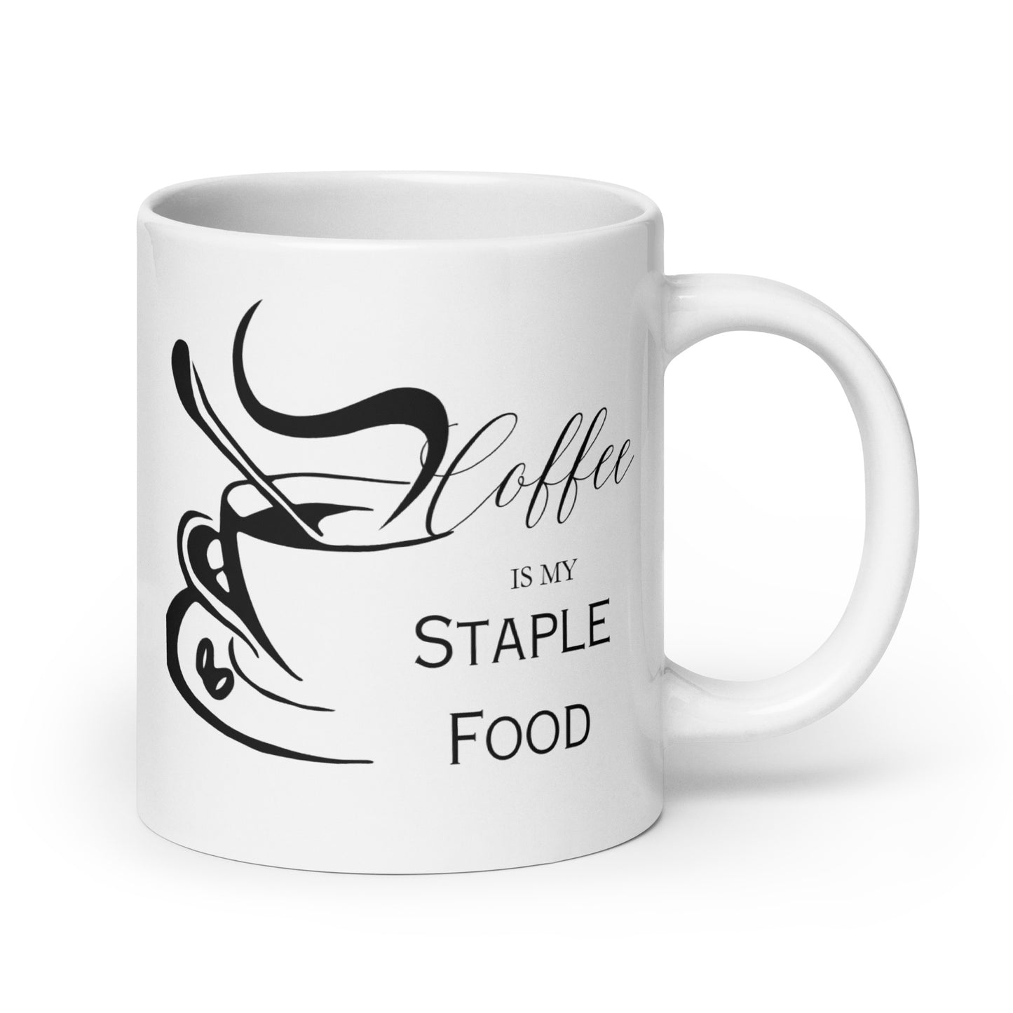 Coffee is my Staple Food Elegant White glossy mug