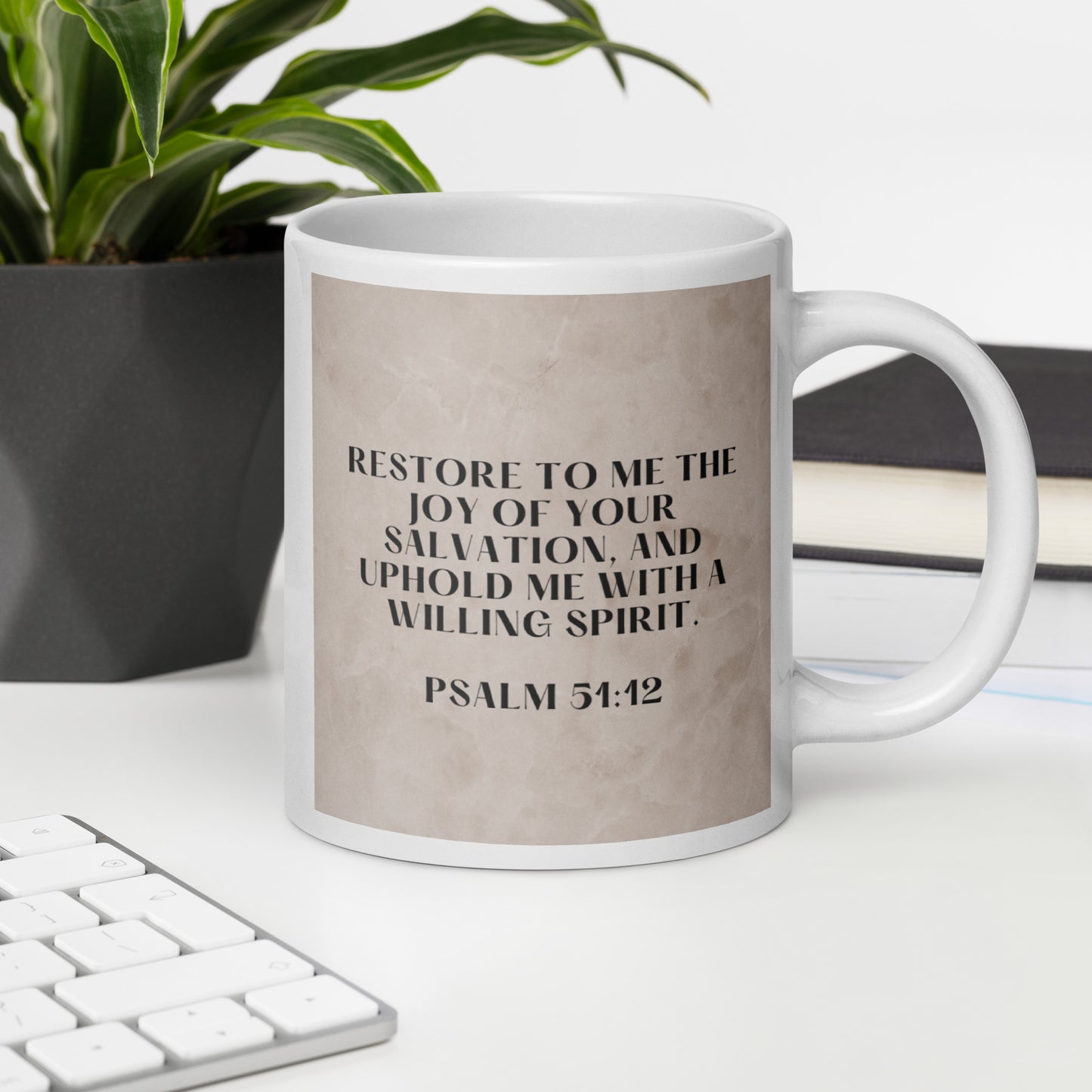 Psalm 51:12 White glossy mug