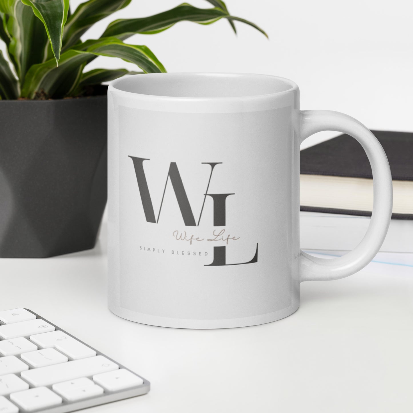 Wife Life Logo White glossy mug