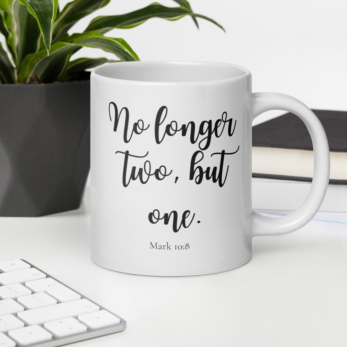 Mark 10:8 White glossy mug