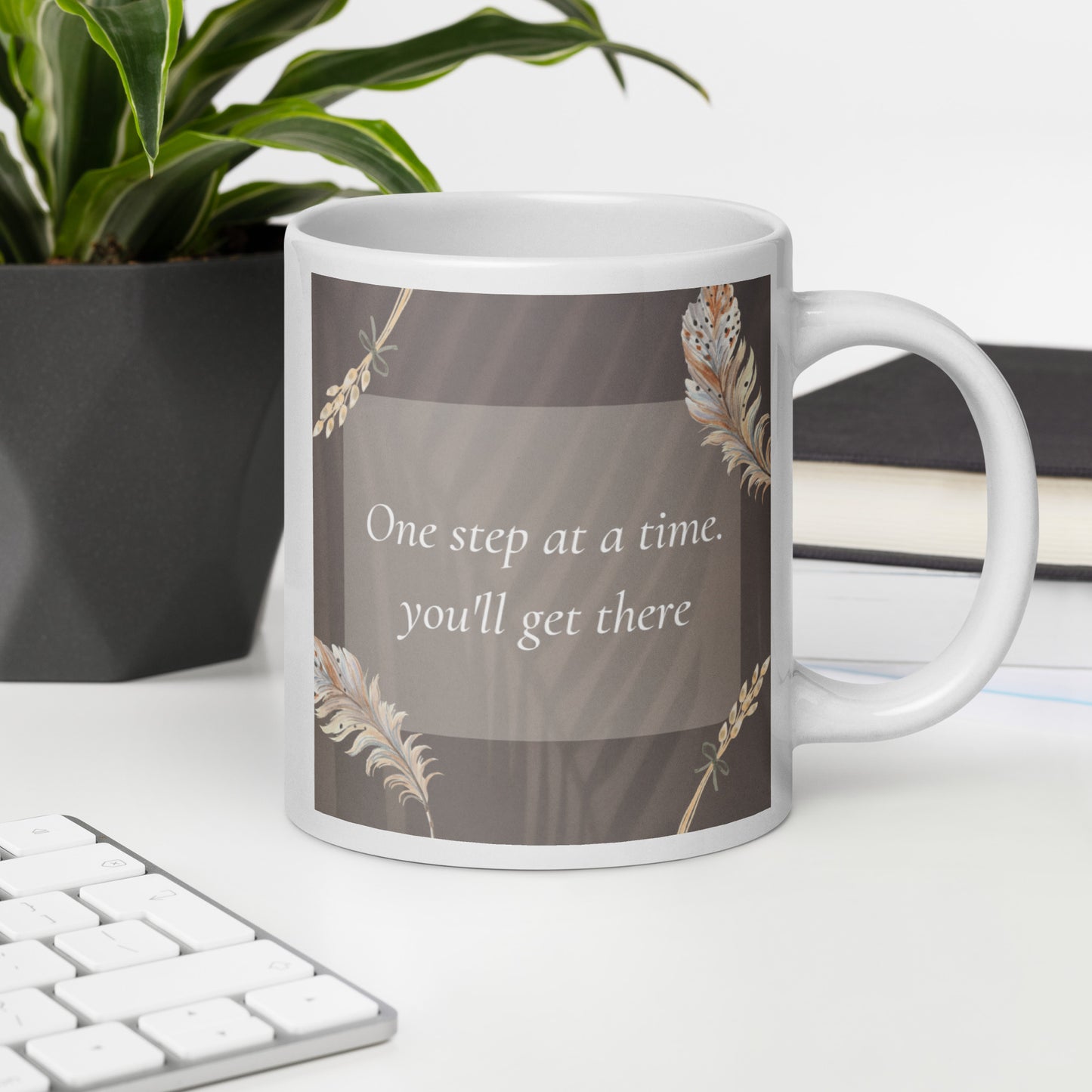 One Step At A Time White glossy mug