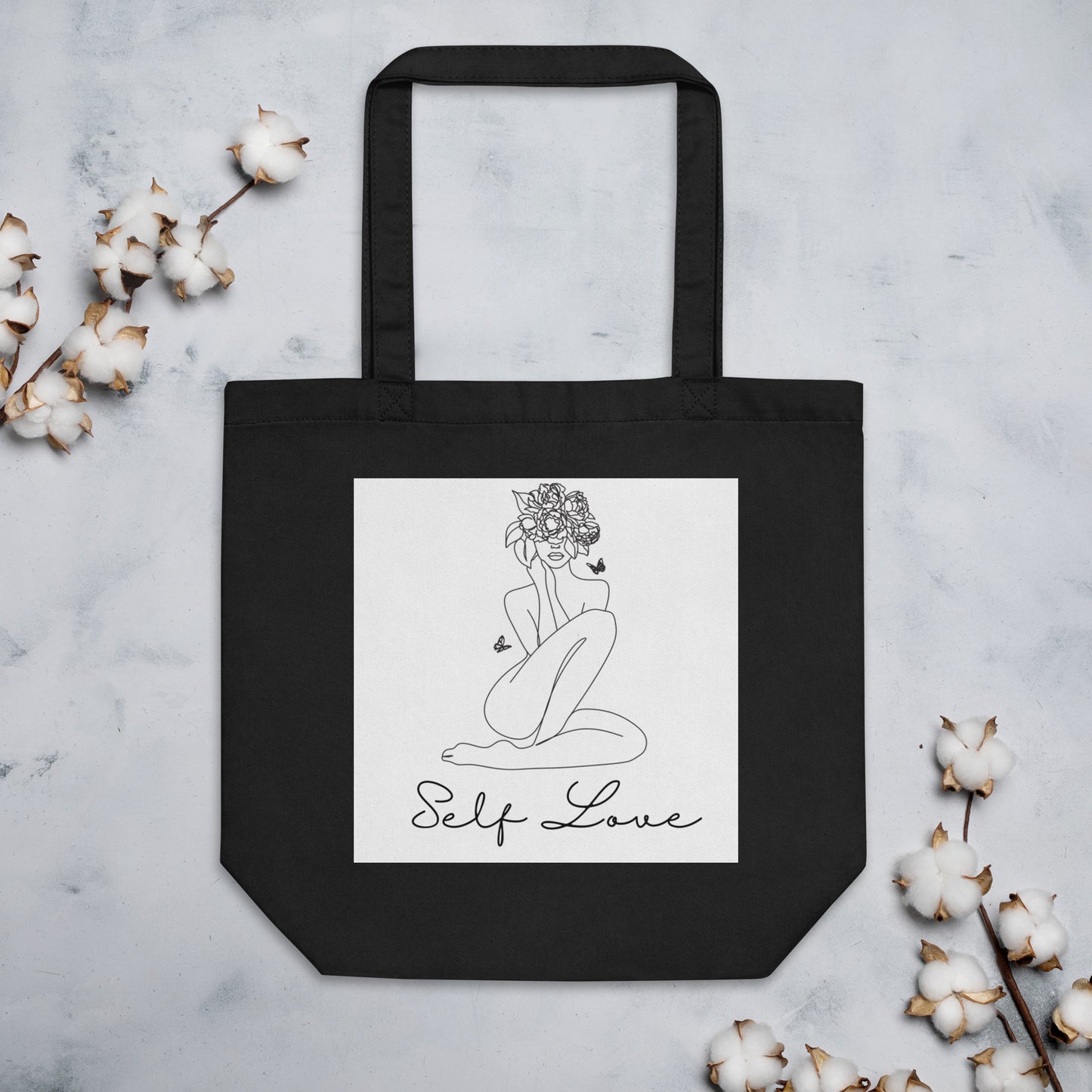 Self Love Flowers and Butterflies Eco Tote Bag