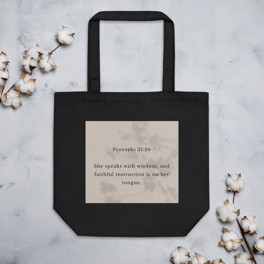 Proverbs 31:26 Eco Tote Bag