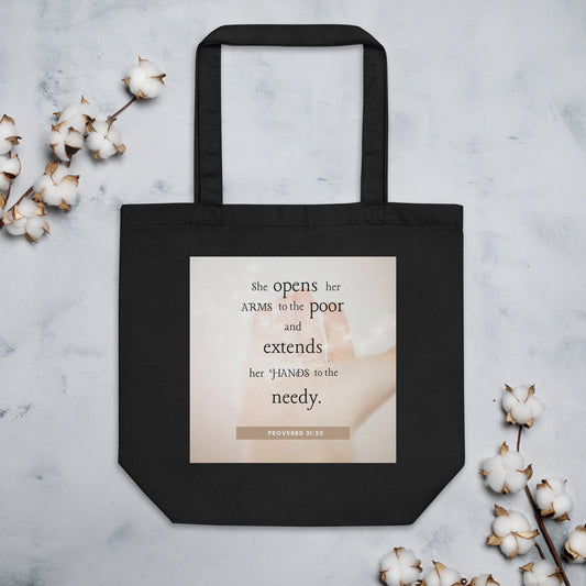 Proverbs 31:20 Eco Tote Bag