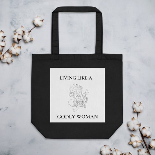 Living Like a Godly Woman Soft Flowers Eco Tote Bag