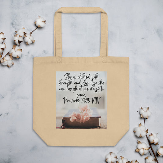 Proverbs 31:25 Bible Eco Tote Bag