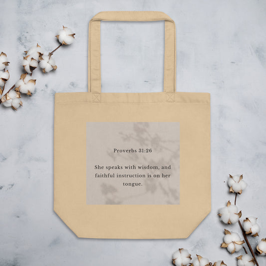 Proverbs 31:26 Eco Tote Bag