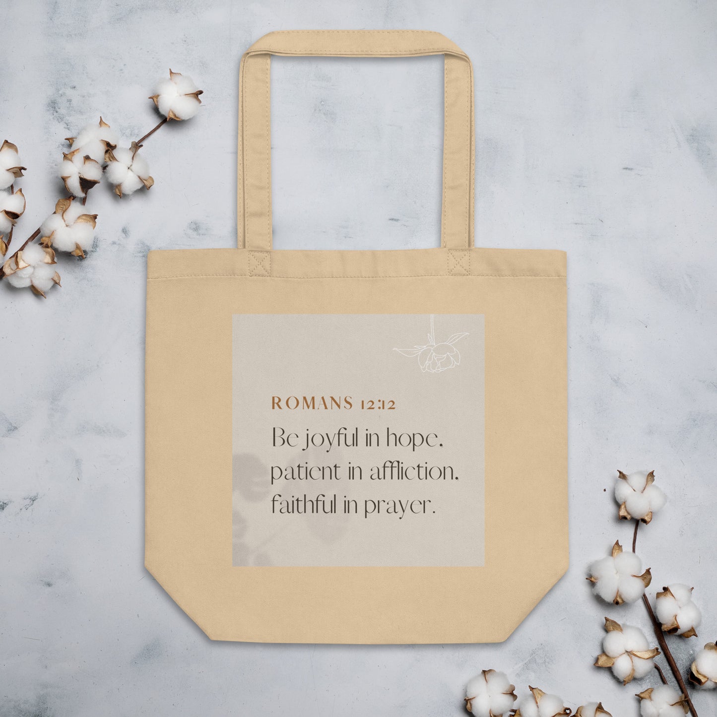 Romans 12:12 Eco Tote Bag