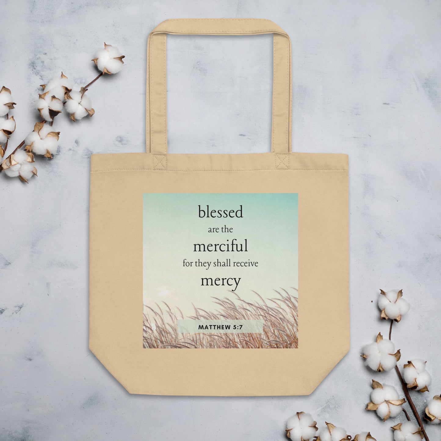 Matthew 5:7 Eco Tote Bag