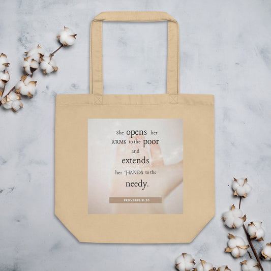 Proverbs 31:20 Eco Tote Bag