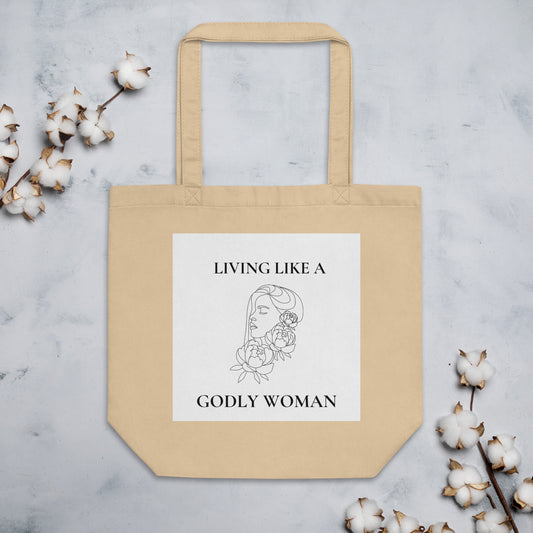 Living Like a Godly Woman Bold Flowers Eco Tote Bag