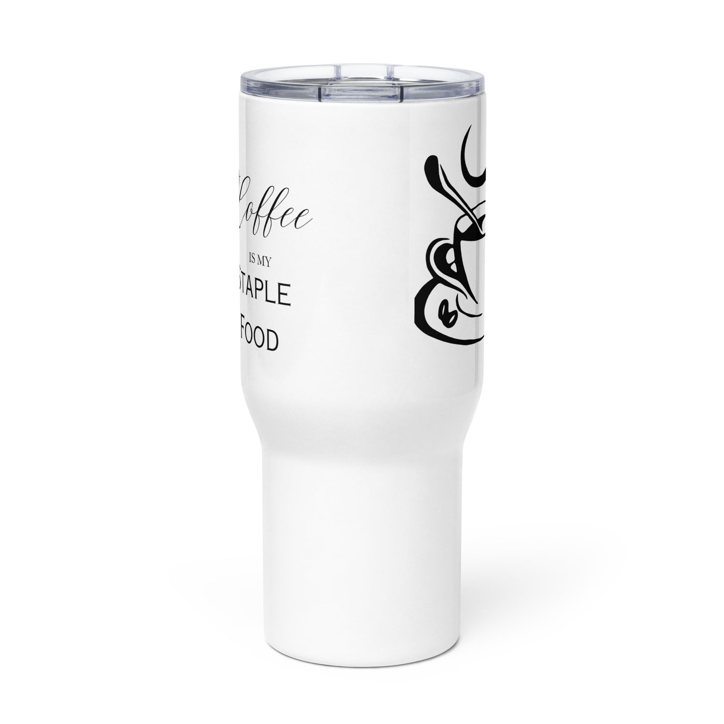 Coffee is my Staple Food Elegant Travel mug with a handle