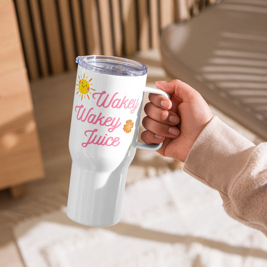 Wakey-Wakey Juice Travel mug with a handle