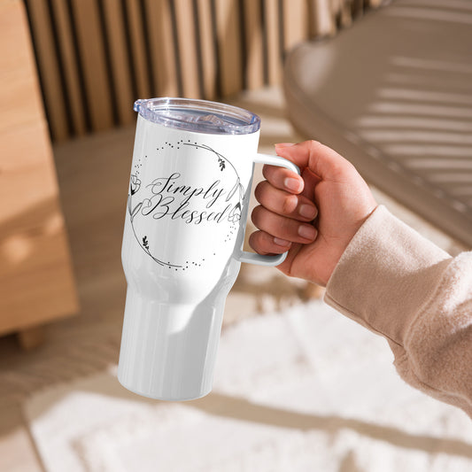 Simply Blessed Flower Circle Travel mug with a handle