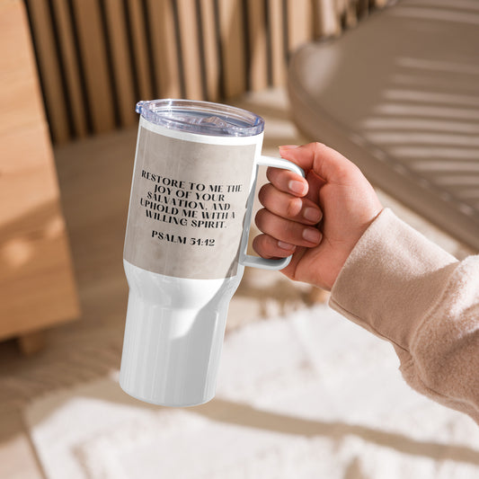 Psalm 51:12 Travel mug with a handle