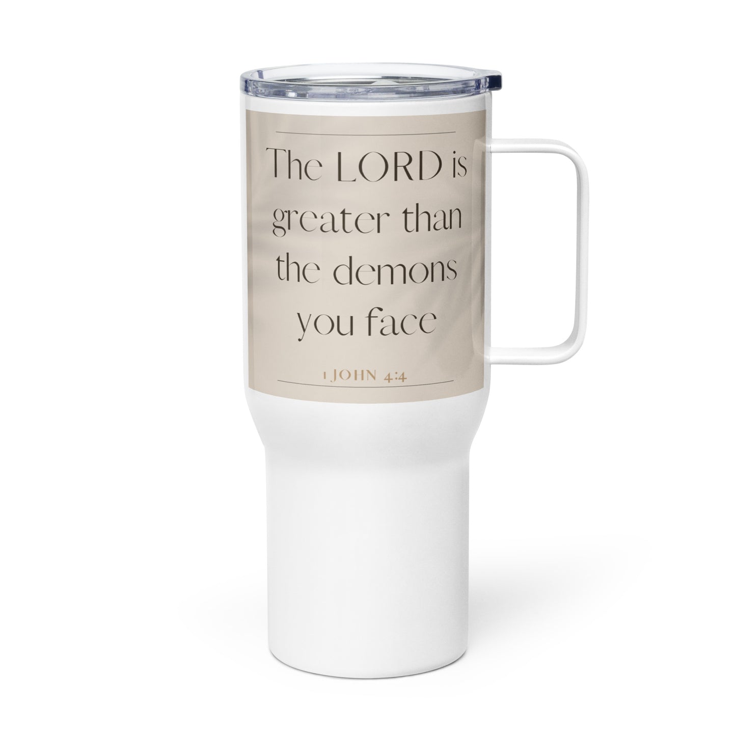 1 John 4:4 Elegant Travel mug with a handle