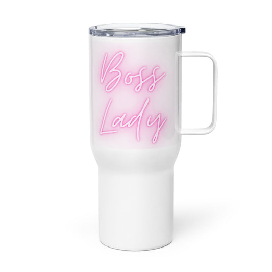 Boss Lady Pink Travel mug with a handle