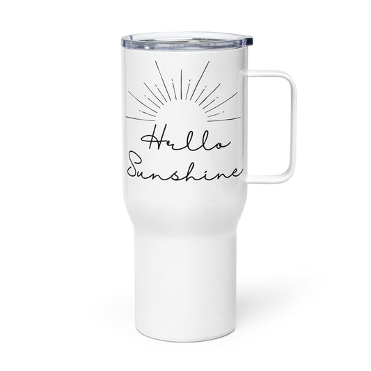 Hello Sunshine Plain Travel mug with a handle