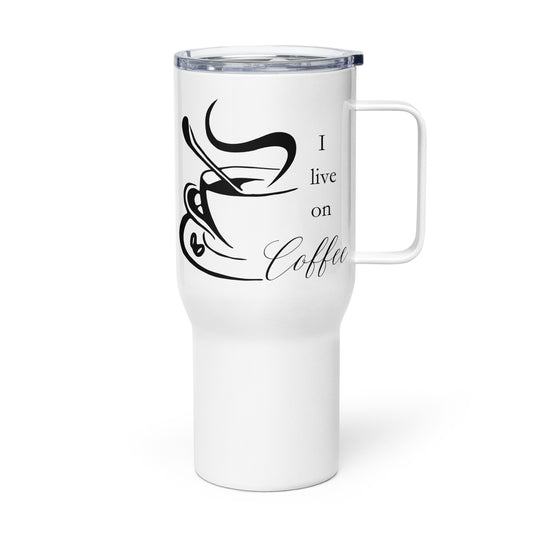 I Live on Coffee Elegant Travel mug with a handle