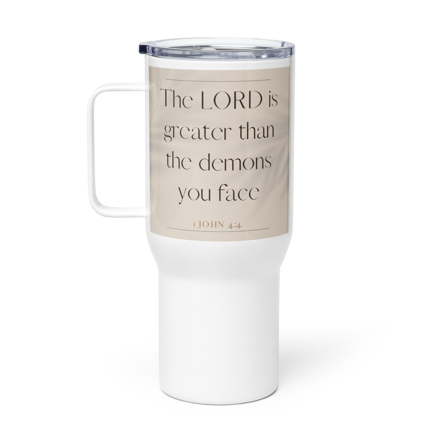 1 John 4:4 Elegant Travel mug with a handle