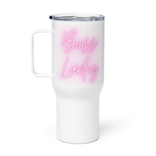 Boss Lady Pink Travel mug with a handle