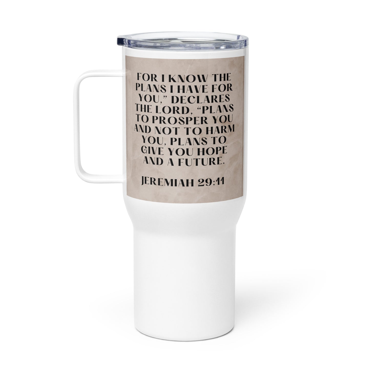Jeremiah 29:11 Travel mug with a handle