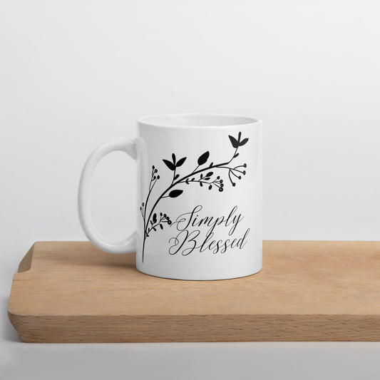 Simply Blessed Elegant  White glossy mug