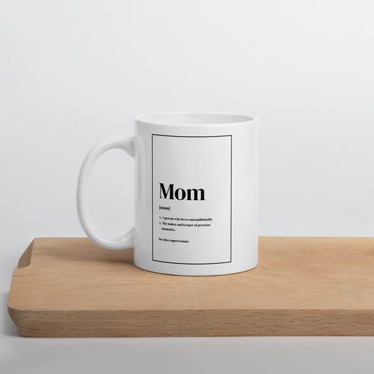 Mom Noun White glossy mug